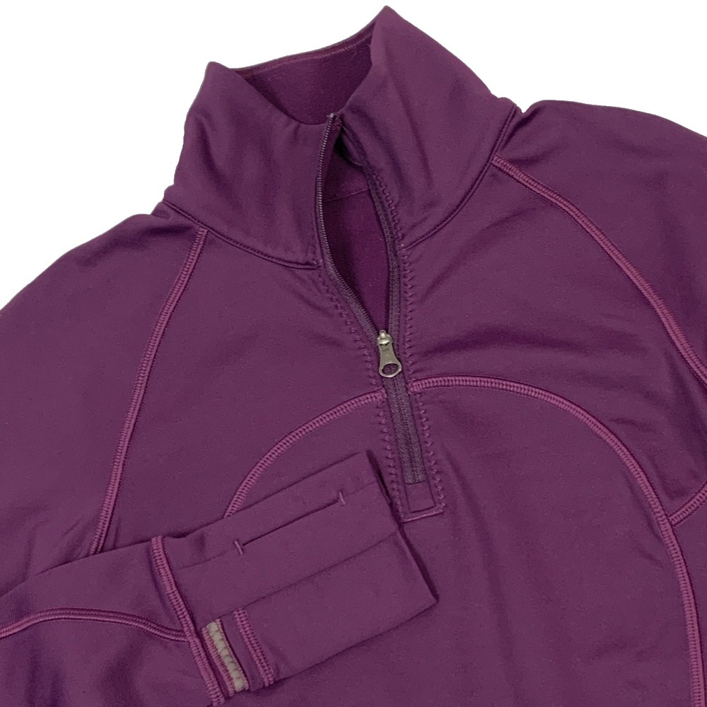 lululemon 1/4 Zip Pullover Top Womens 2 XS Purple Maroon Cinched Back Thumbholes